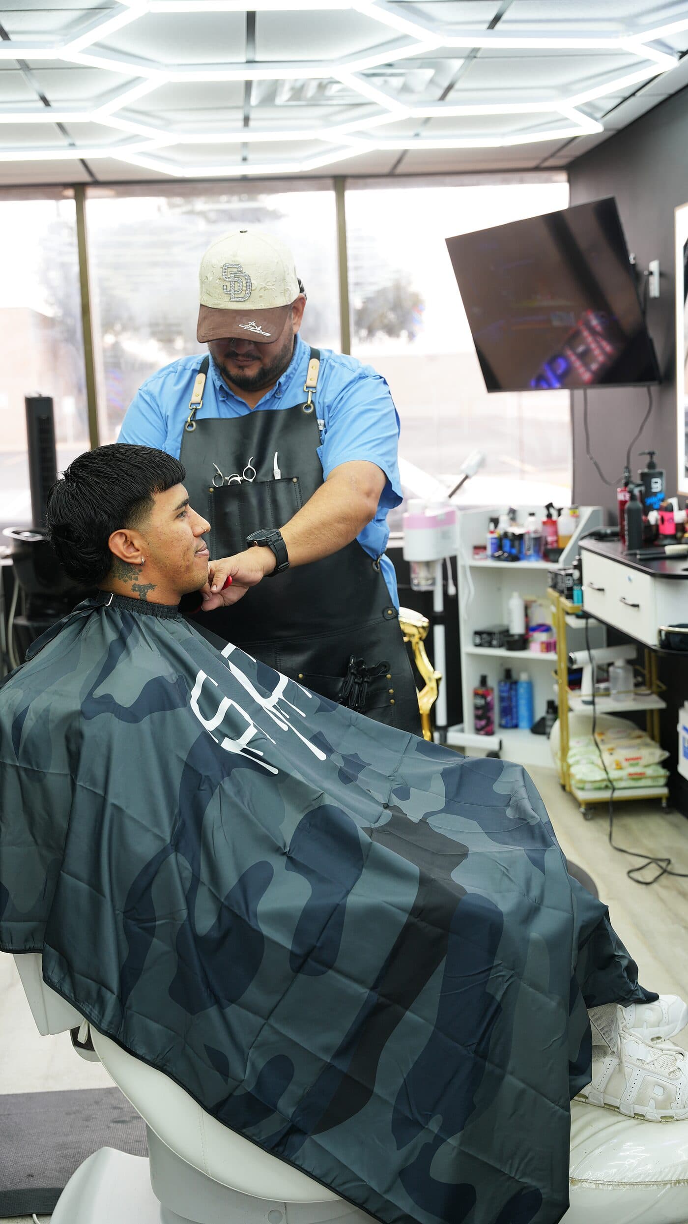 Beard shaping and line work at the chair